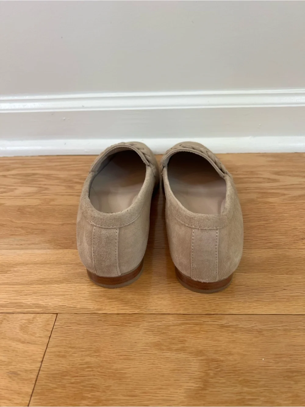 Joie Tan Suede Braided Strap Slip On Loafers with Almond Toe